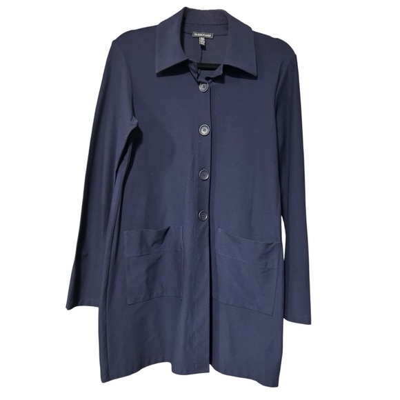 Eileen Fisher Blue Size XS/TP Crepe Classic Long Jacket NWOT - Picture 3 of 6